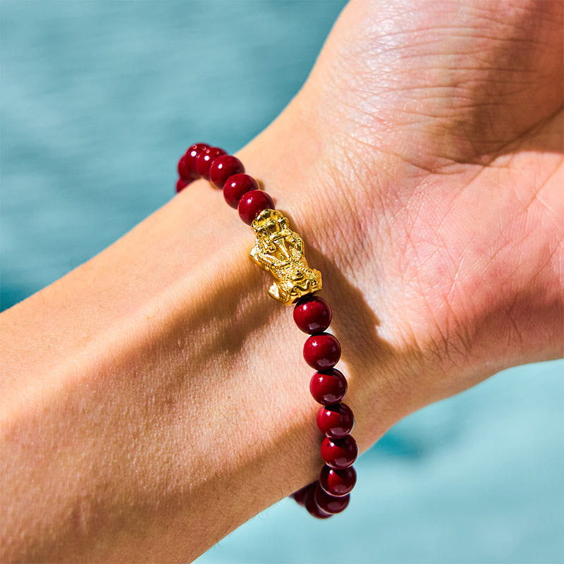 Nimara Ritual Natural Cinnabar Beads Pixiu Blessing Bracelet