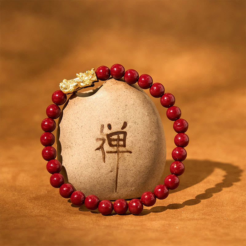 Nimara Ritual Natural Cinnabar Beads Pixiu Blessing Bracelet