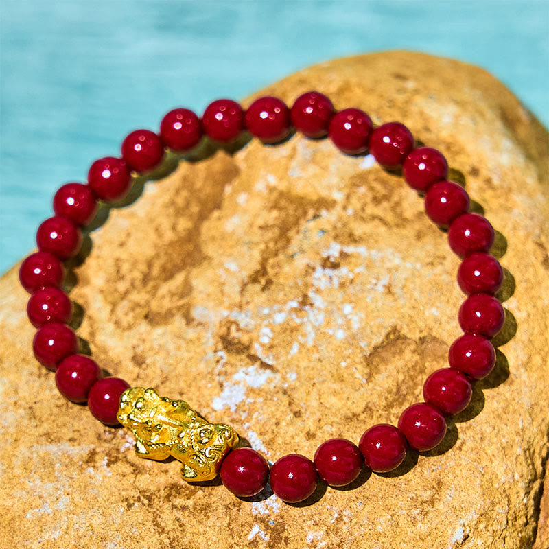 Nimara Ritual Natural Cinnabar Beads Pixiu Blessing Bracelet