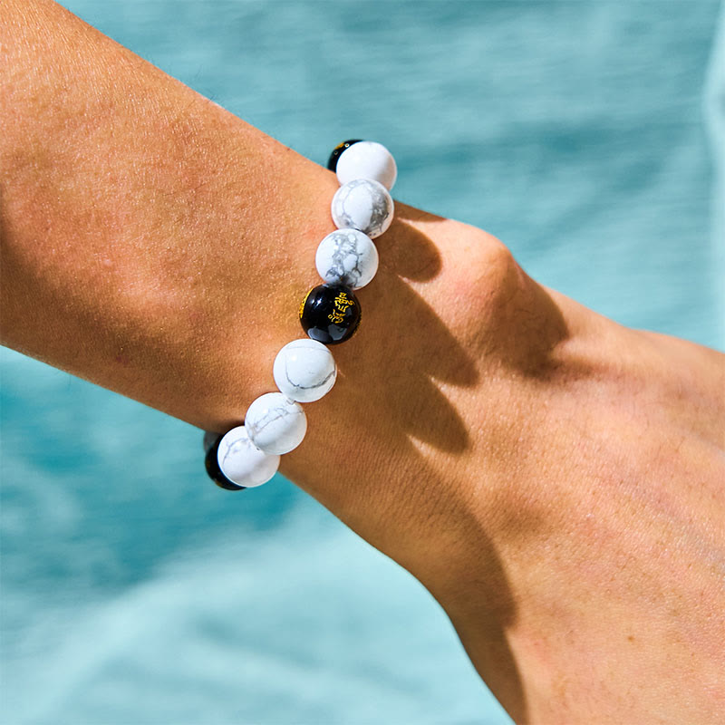 Nimara Ritual Vintage White Turquoise Black Onyx Pixiu Beads Blessing Bracelet