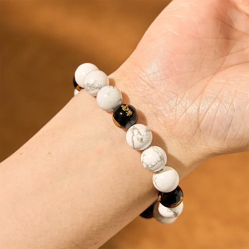 Nimara Ritual Vintage White Turquoise Black Onyx Pixiu Beads Blessing Bracelet