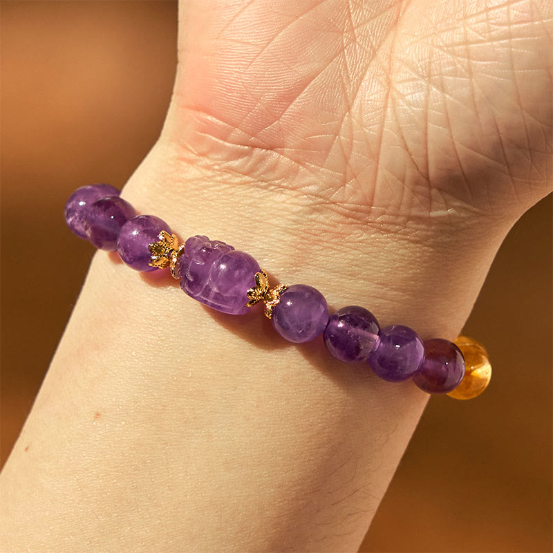 Nimara Ritual Citrine Amethyst Pixiu Prosperity Bracelet