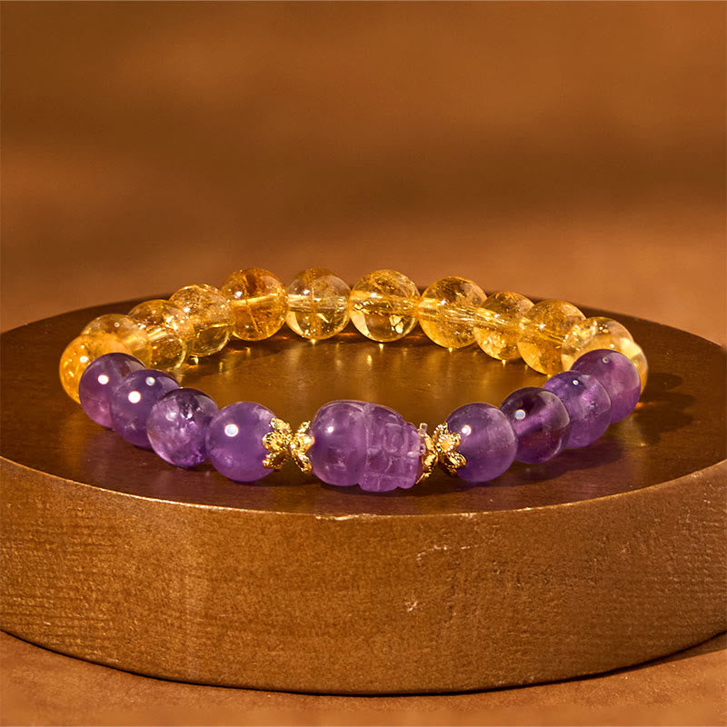 Nimara Ritual Citrine Amethyst Pixiu Prosperity Bracelet