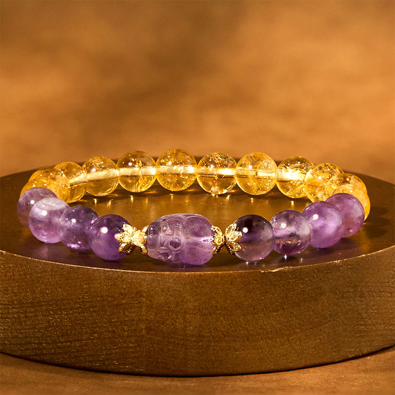 Nimara Ritual Citrine Amethyst Pixiu Prosperity Bracelet