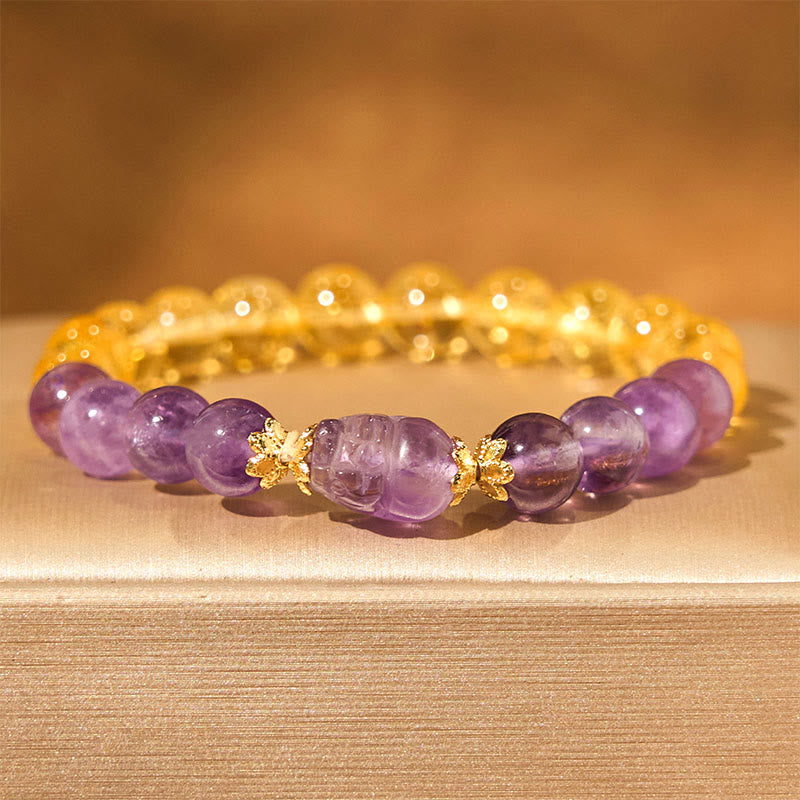 Nimara Ritual Citrine Amethyst Pixiu Prosperity Bracelet