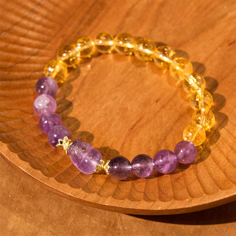Nimara Ritual Citrine Amethyst Pixiu Prosperity Bracelet