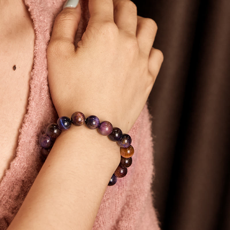 Nimara Ritual Natural Purple Tiger Eye Protection Strength Bracelet