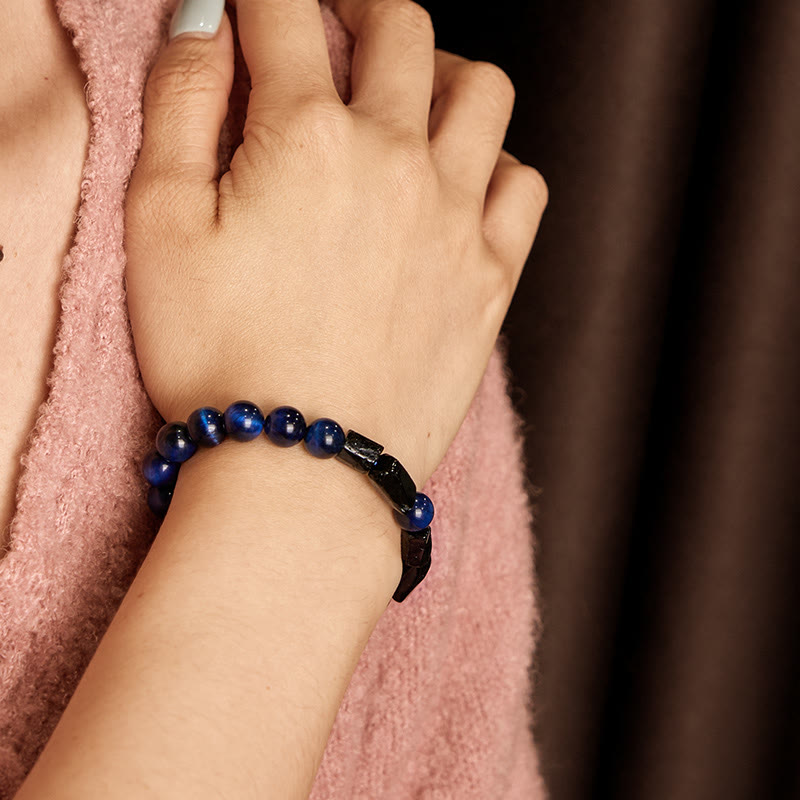 Nimara Ritual Blue Tiger Eye Black Tourmaline Strength Bracelet