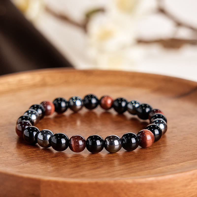 Nimara Ritual Natural Tiger's Eye Obsidian Hematite Positive Powerful Bracelet