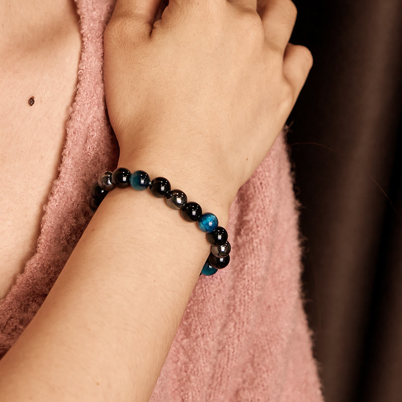 Nimara Ritual Natural Tiger's Eye Obsidian Hematite Positive Powerful Bracelet
