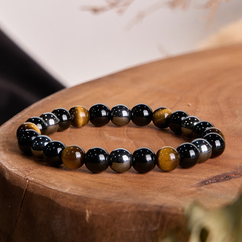 Nimara Ritual Natural Tiger's Eye Obsidian Hematite Positive Powerful Bracelet