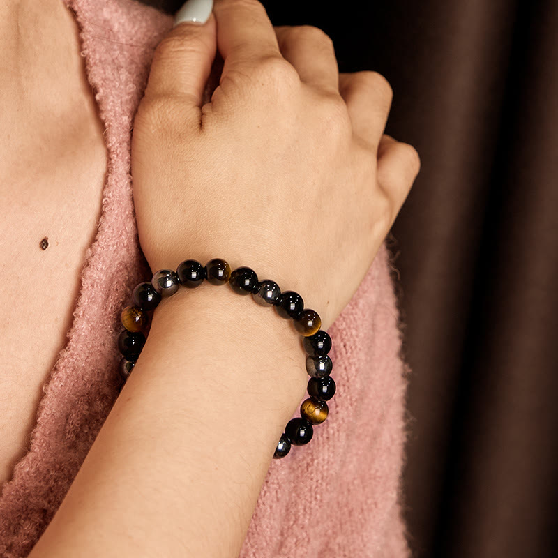 Nimara Ritual Natural Tiger's Eye Obsidian Hematite Positive Powerful Bracelet