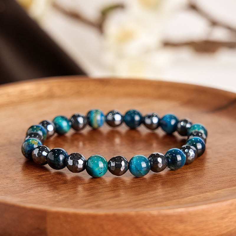 Nimara Ritual 2Pcs Hematite Tiger Eye Blue Tiger Eye Powerful Bracelet Set