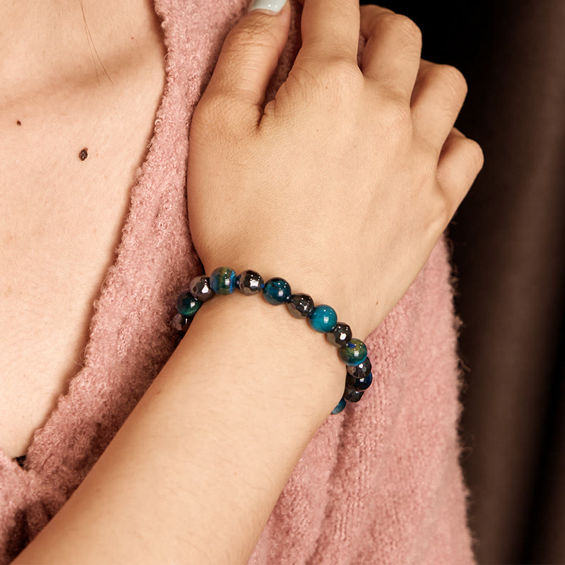 Nimara Ritual 2Pcs Hematite Tiger Eye Blue Tiger Eye Powerful Bracelet Set