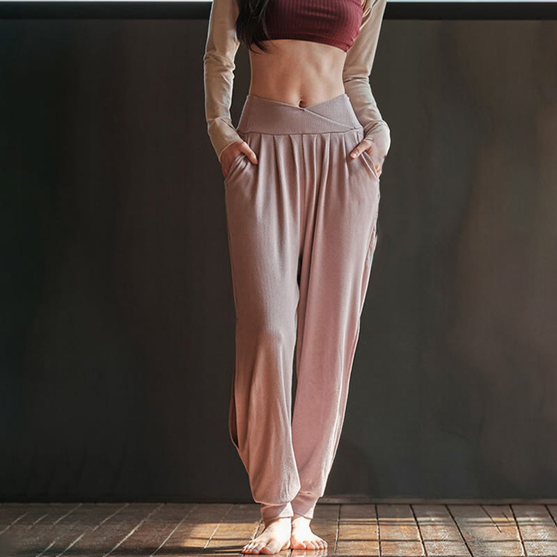 Nimara Ritual Casual Plain Threaded Slit Hem Women's Spandex Pants With Pockets