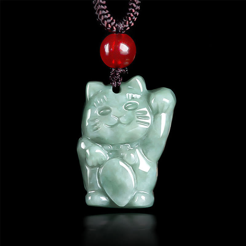 Nimara Ritual Lucky Cat Jade Abundance Necklace Pendant