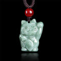 Prosperity and Abundance Lucky Cat Jade Necklace Pendant