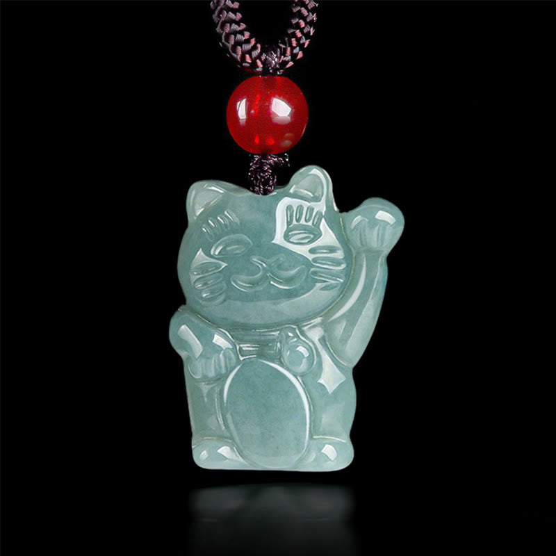 Nimara Ritual Lucky Cat Jade Abundance Necklace Pendant