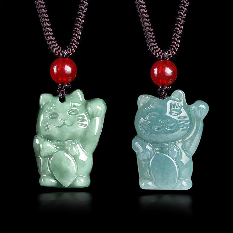 Nimara Ritual Lucky Cat Jade Abundance Necklace Pendant