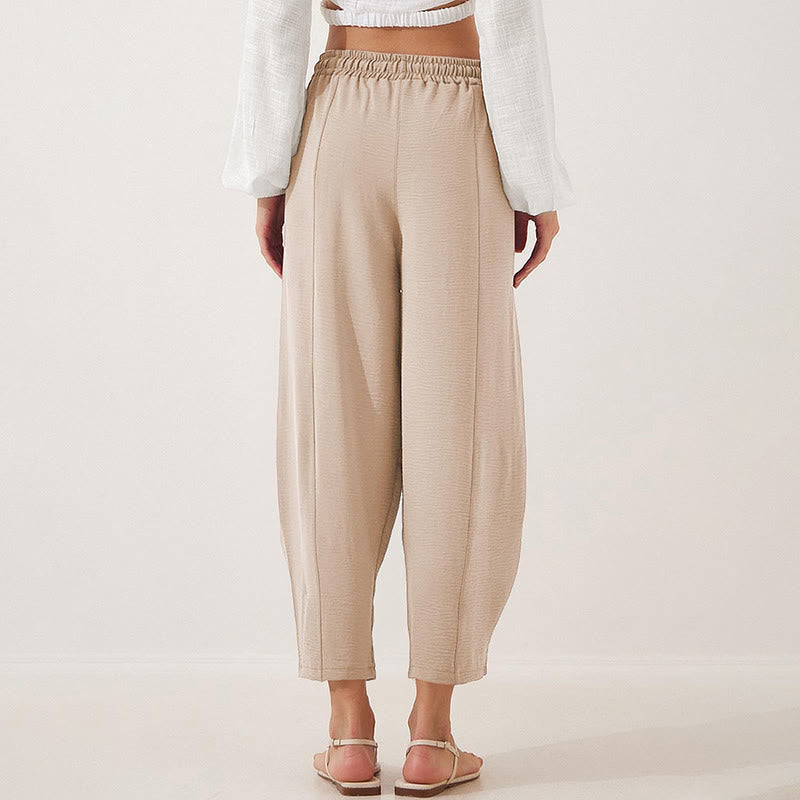 Nimara Ritual Casual Plain Loose Drawstring Women's 7/8 Length Pants With Pockets