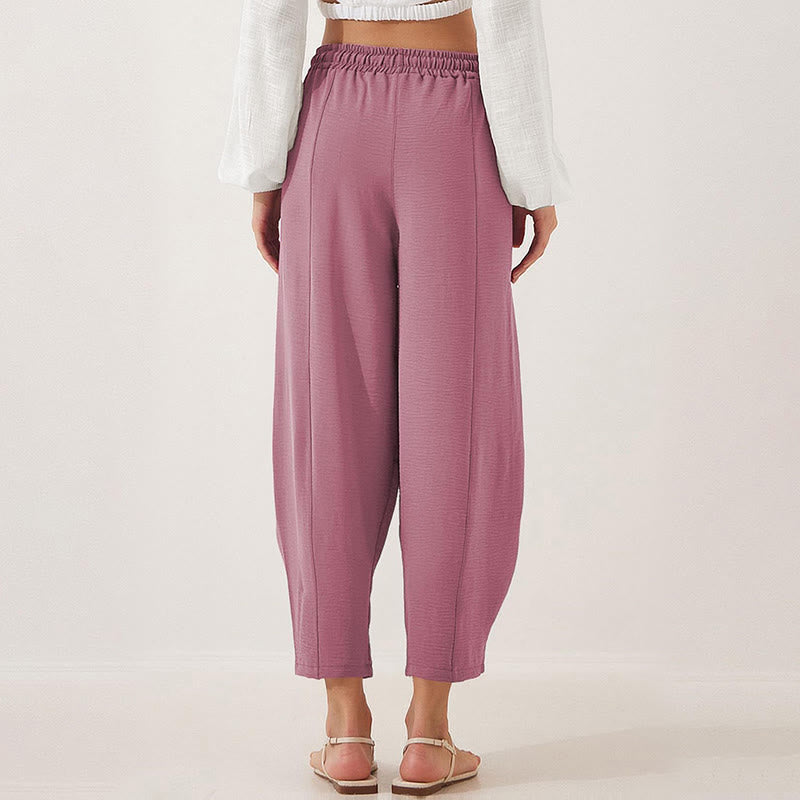 Nimara Ritual Casual Plain Loose Drawstring Women's 7/8 Length Pants With Pockets