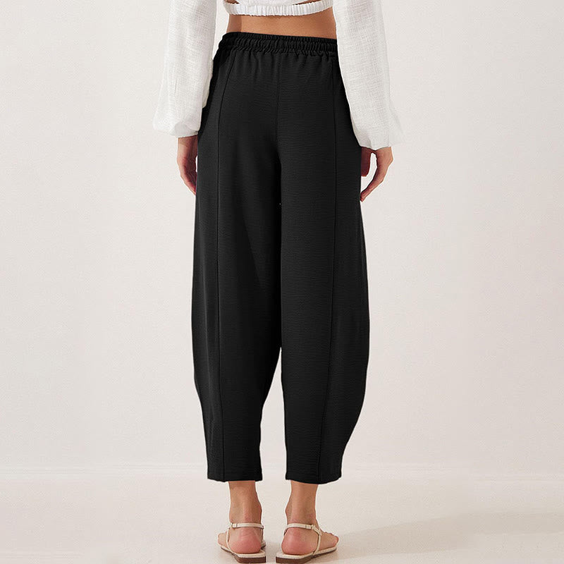 Nimara Ritual Casual Plain Loose Drawstring Women's 7/8 Length Pants With Pockets