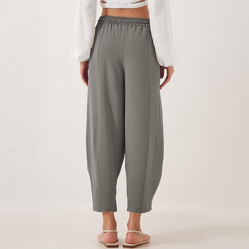 Nimara Ritual Casual Plain Loose Drawstring Women's 7/8 Length Pants With Pockets