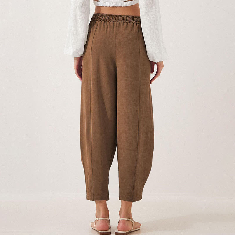 Nimara Ritual Casual Plain Loose Drawstring Women's 7/8 Length Pants With Pockets
