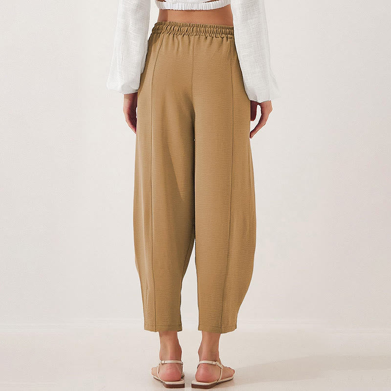 Nimara Ritual Casual Plain Loose Drawstring Women's 7/8 Length Pants With Pockets