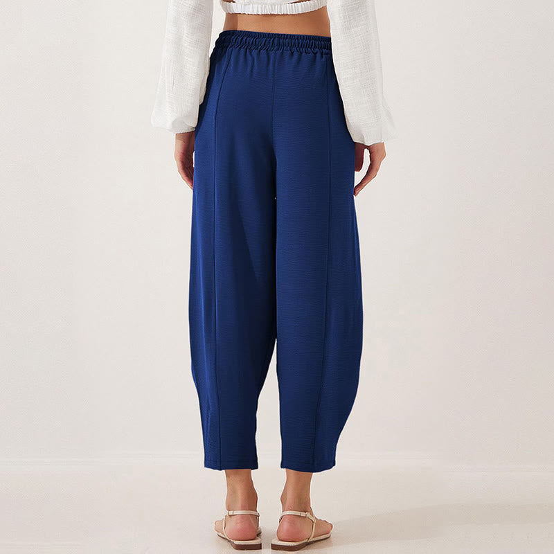 Nimara Ritual Casual Plain Loose Drawstring Women's 7/8 Length Pants With Pockets