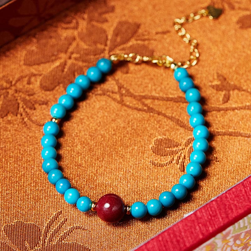 Nimara Ritual 925 Sterling Silver Turquoise Cinnabar Purification Bracelet
