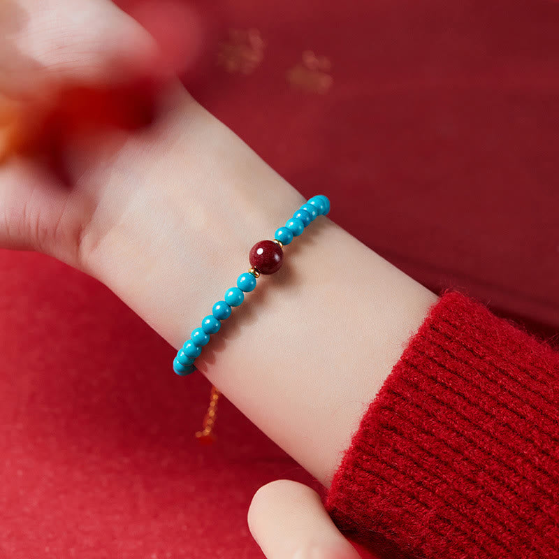 Nimara Ritual 925 Sterling Silver Turquoise Cinnabar Purification Bracelet