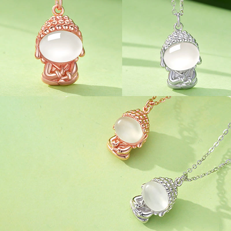 Nimara Ritual 925 Sterling Silver Chalcedony Formless Buddha Positive Necklace Pendant