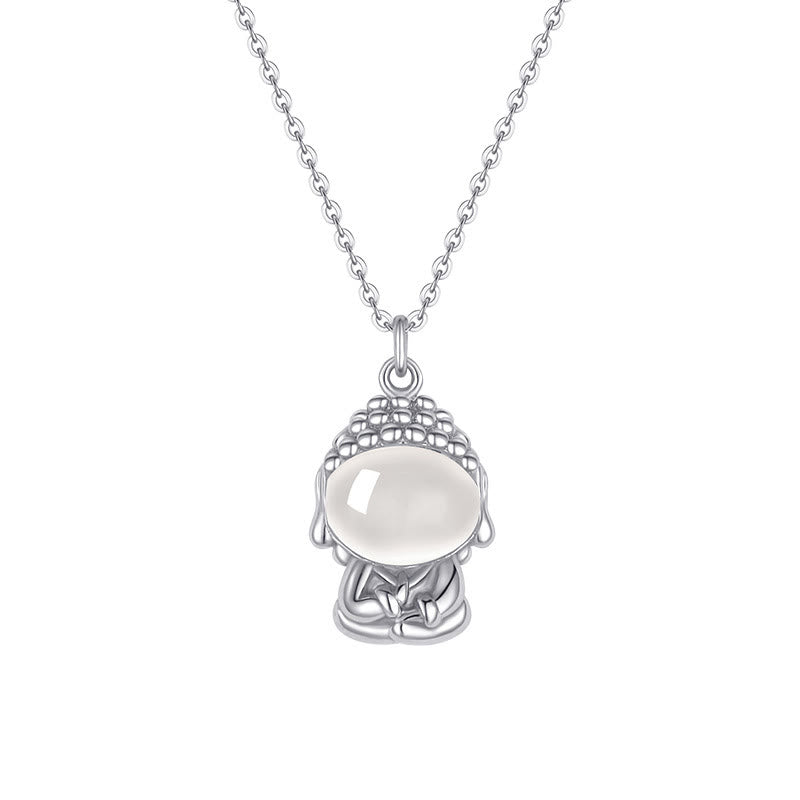 Nimara Ritual 925 Sterling Silver Chalcedony Formless Buddha Positive Necklace Pendant