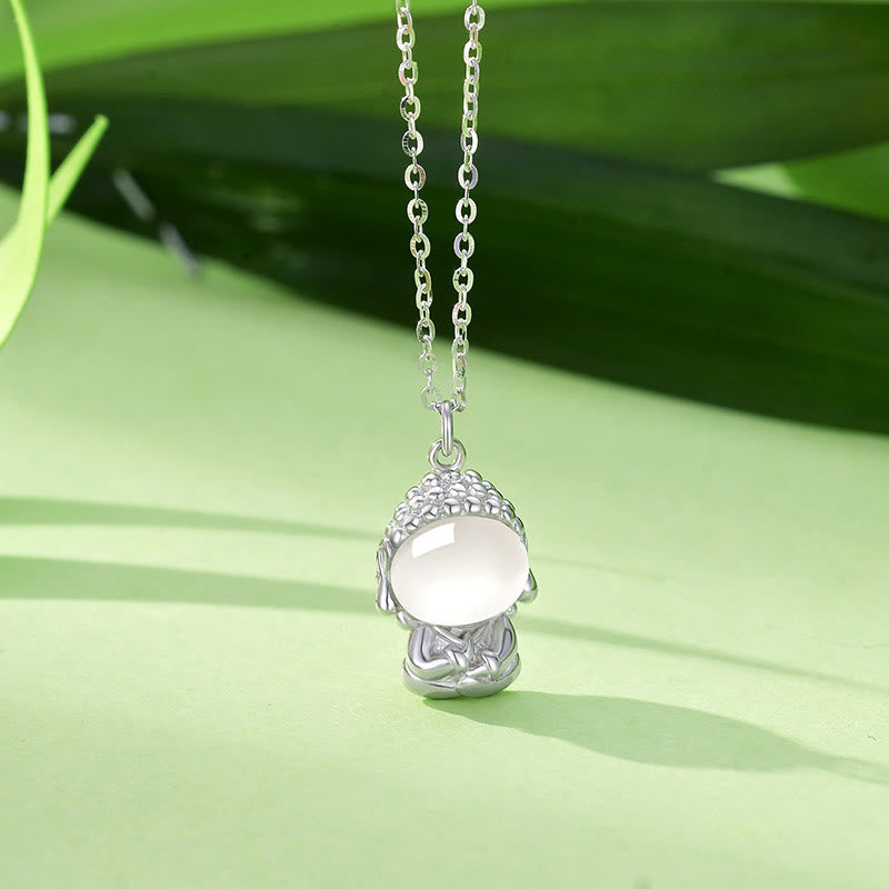 Nimara Ritual 925 Sterling Silver Chalcedony Formless Buddha Positive Necklace Pendant