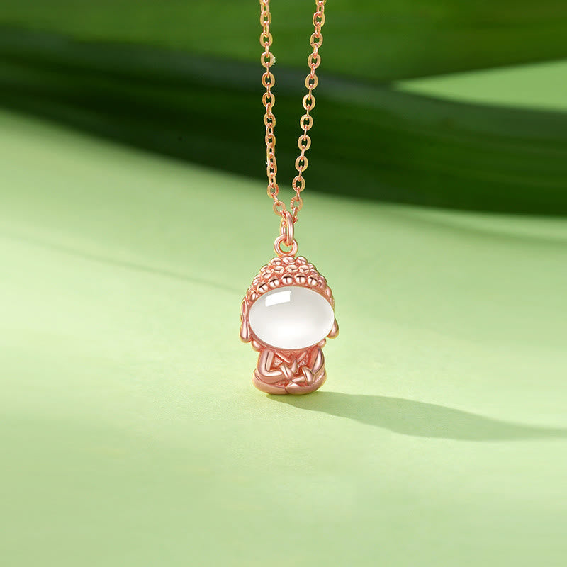 Nimara Ritual 925 Sterling Silver Chalcedony Formless Buddha Positive Necklace Pendant