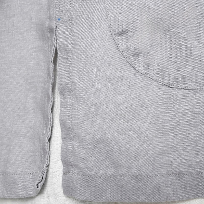 Nimara Ritual Solid Color Frog-button Long Sleeve Linen Women's Shirts With Pockets