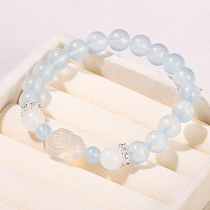 Nimara Ritual Blue Chalcedony White Agate Rabbit Emotional Balance Bracelet
