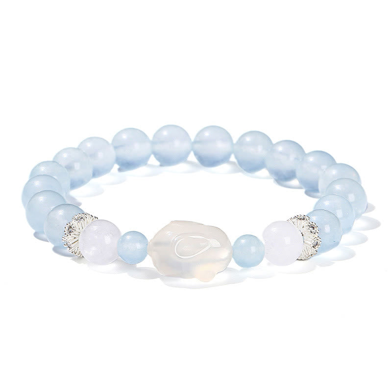 Nimara Ritual Blue Chalcedony White Agate Rabbit Emotional Balance Bracelet