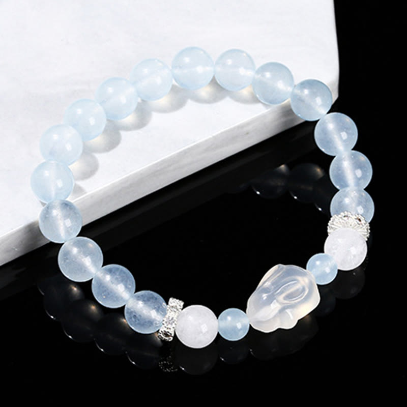 Nimara Ritual Blue Chalcedony White Agate Rabbit Emotional Balance Bracelet