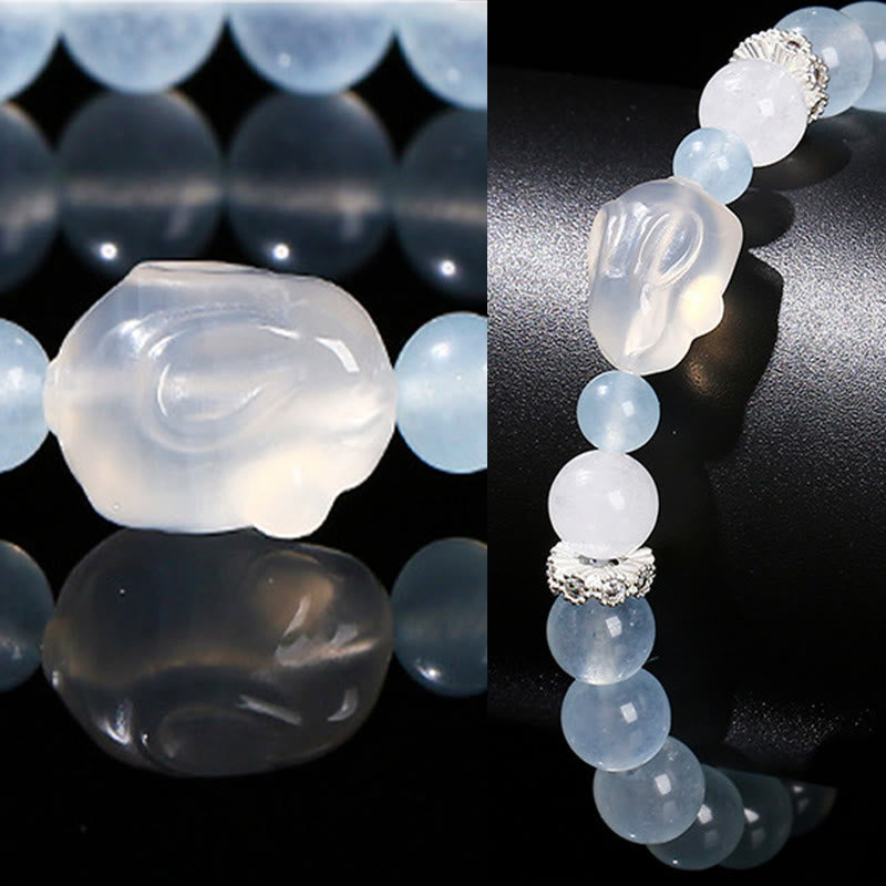 Nimara Ritual Blue Chalcedony White Agate Rabbit Emotional Balance Bracelet