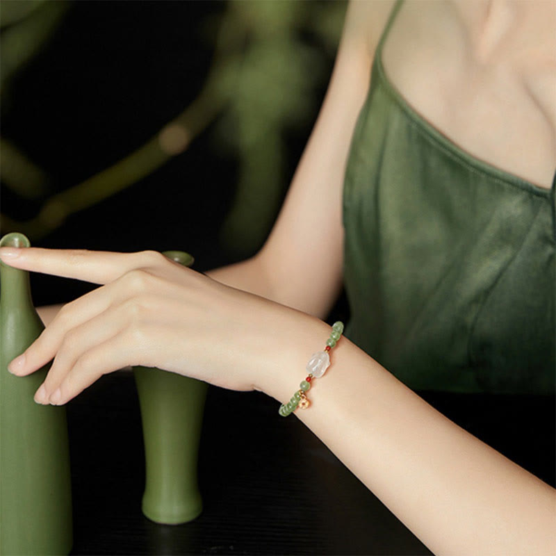 Nimara Ritual Natural Hetian Jade Agate Rabbit Copper Coin Luck Bracelet