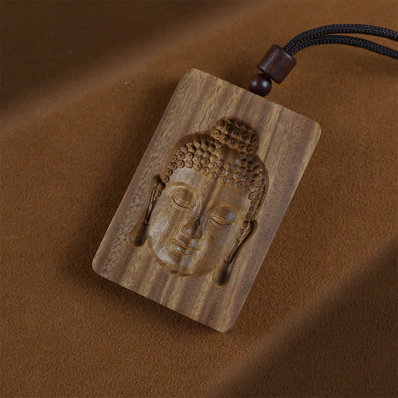 Nimara Ritual Green Sandalwood Buddha Symbol Positive Necklace Pendant