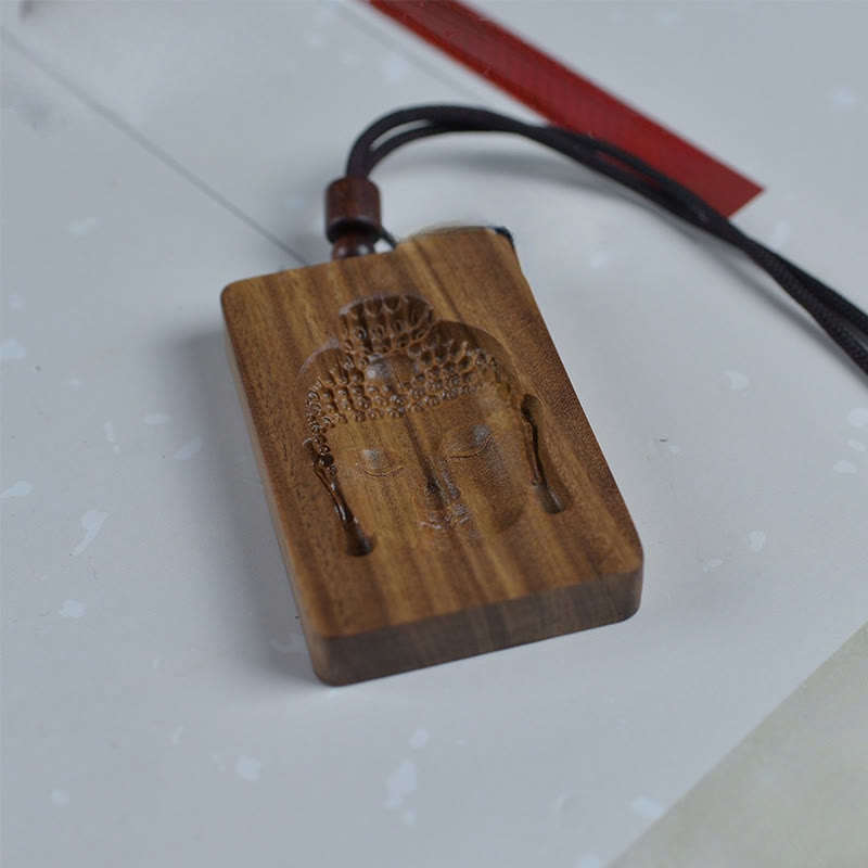 Nimara Ritual Green Sandalwood Buddha Symbol Positive Necklace Pendant