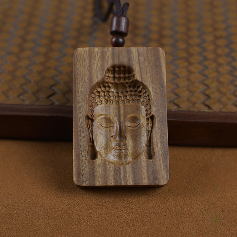 Nimara Ritual Green Sandalwood Buddha Symbol Positive Necklace Pendant