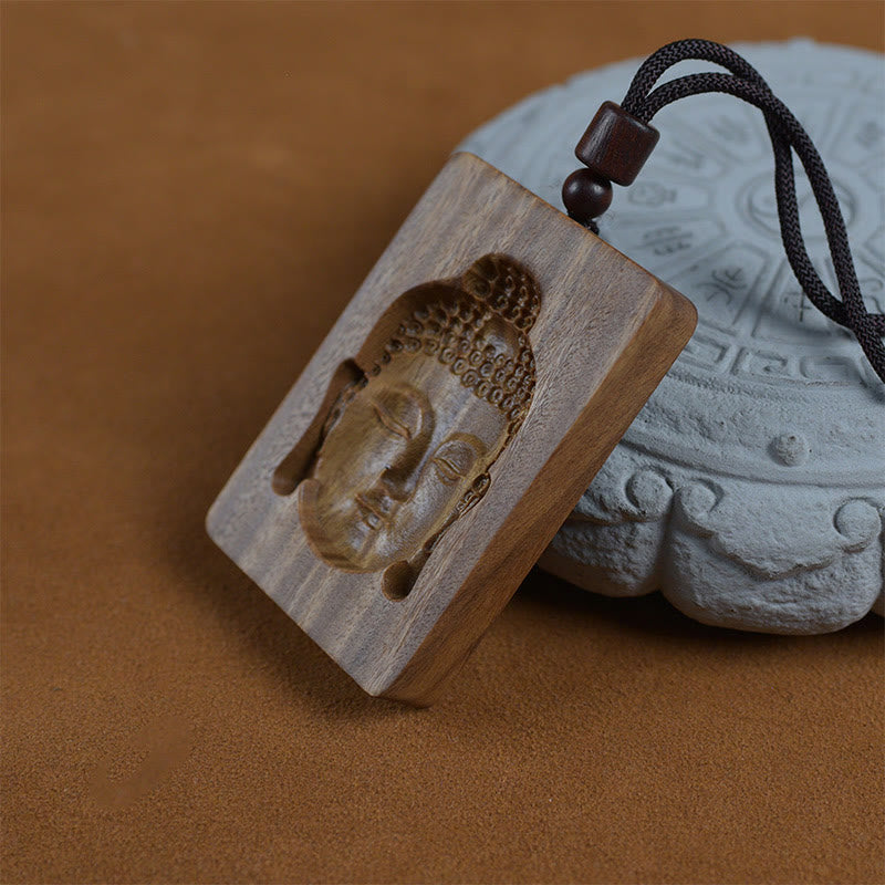 Nimara Ritual Green Sandalwood Buddha Symbol Positive Necklace Pendant