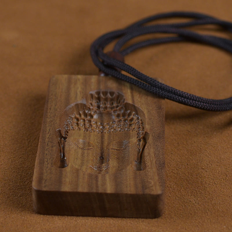 Nimara Ritual Green Sandalwood Buddha Symbol Positive Necklace Pendant