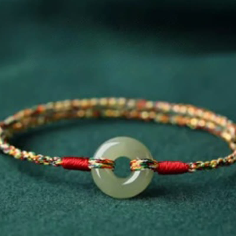 Nimara Ritual Handmade Peace Buckle Jade Prosperity Colorful Rope Bracelet