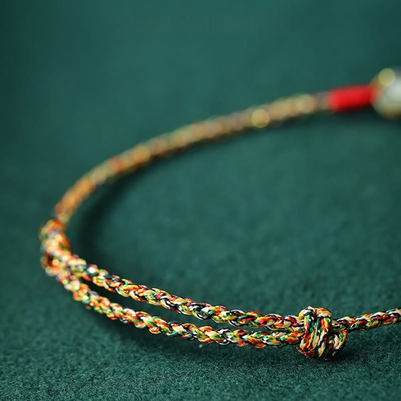 Nimara Ritual Handmade Peace Buckle Jade Prosperity Colorful Rope Bracelet