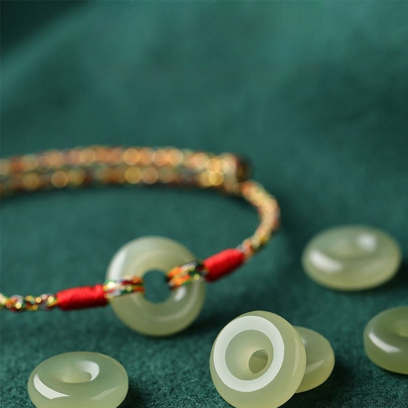 Nimara Ritual Handmade Peace Buckle Jade Prosperity Colorful Rope Bracelet